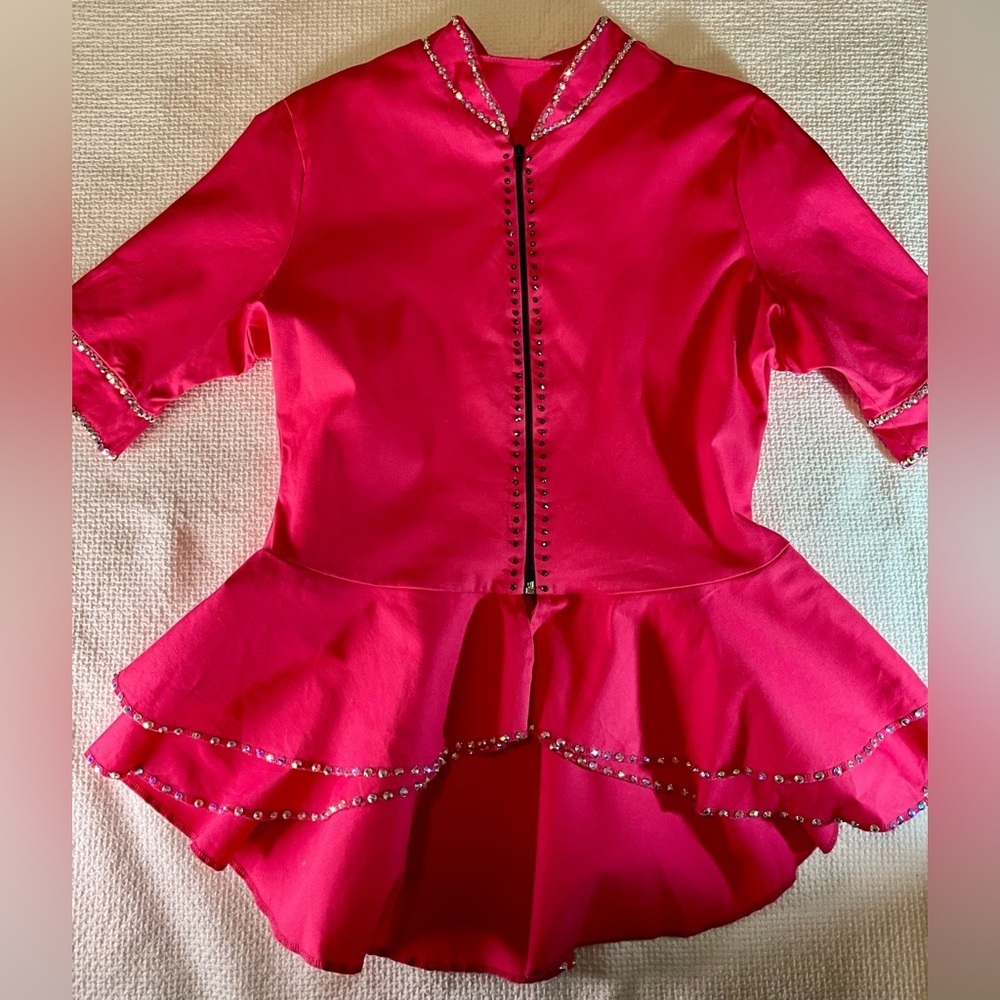Kelle Dance top - peplum hot pink - the best sparkly crystals - adult XL vintage